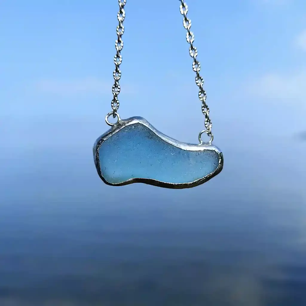 Genuine Teal Sea Glass Necklace
