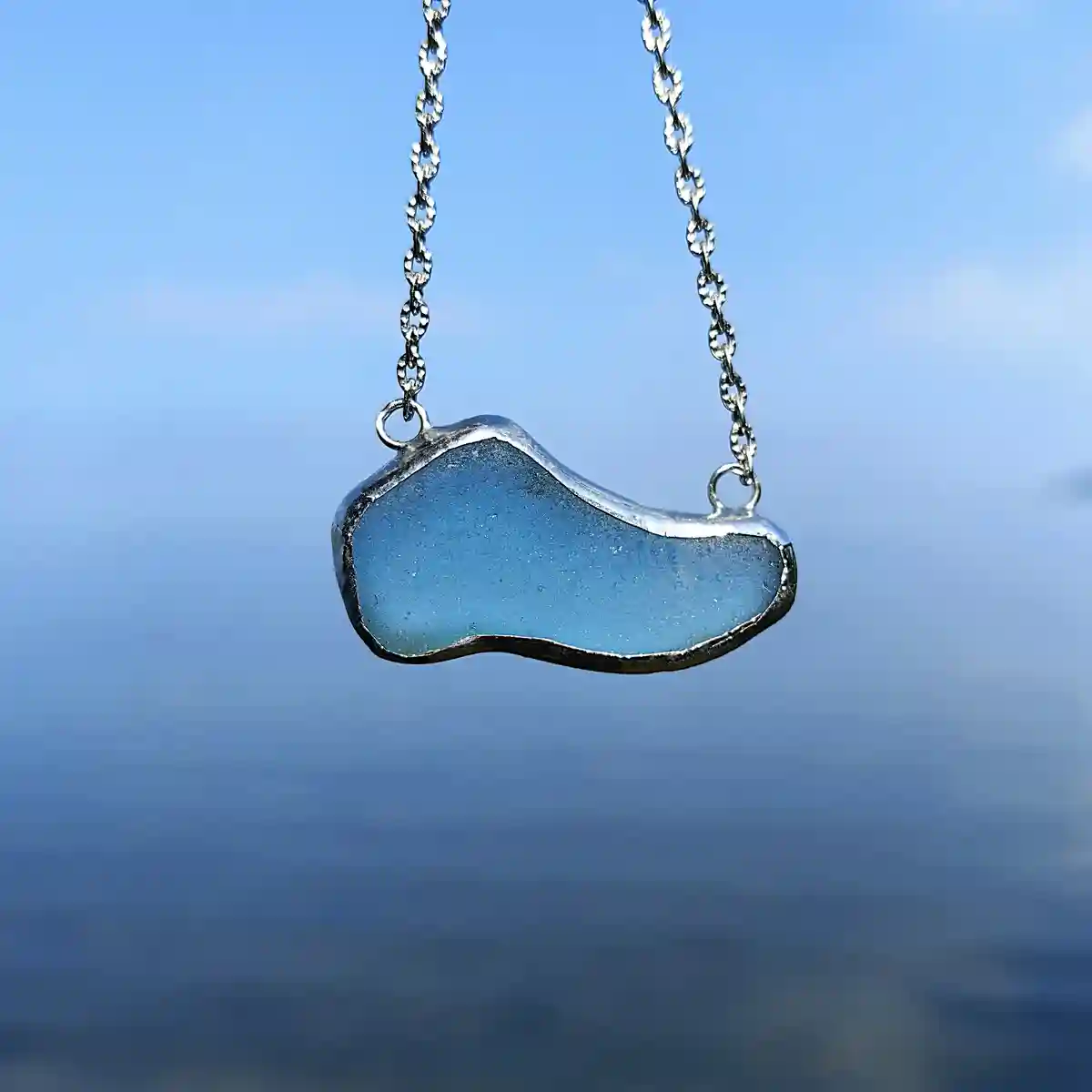 Genuine Teal Sea Glass Necklace