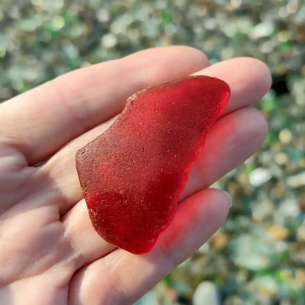 Genuine large red sea glass - Japan sea glass
