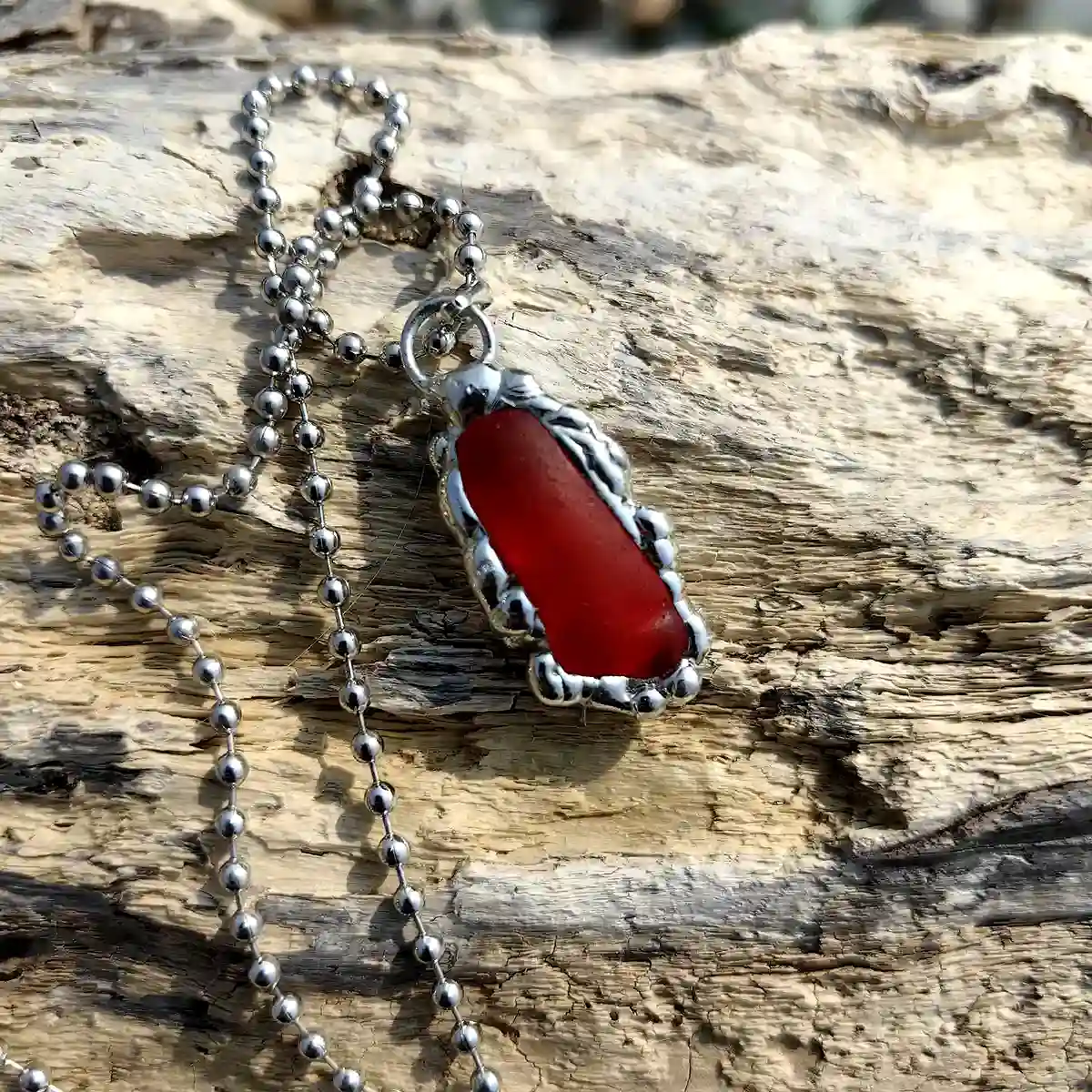 Red Sea Glass Pendant - Japan Sea glass