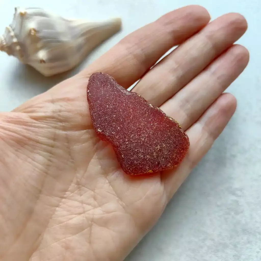 Genuine large red beach glass