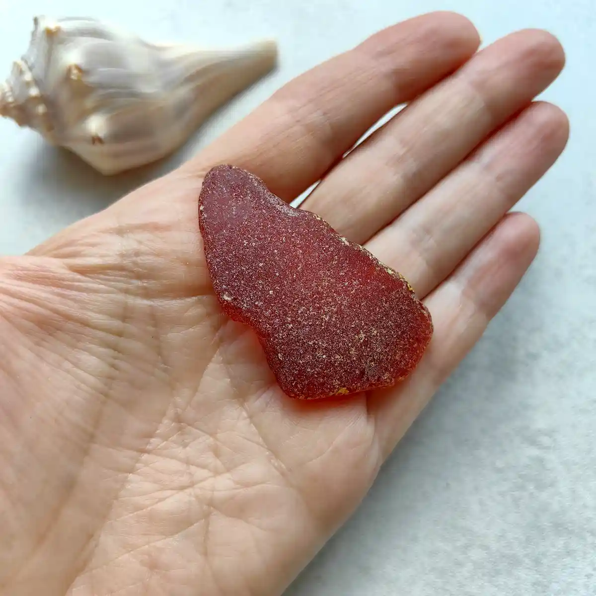 Genuine large red beach glass
