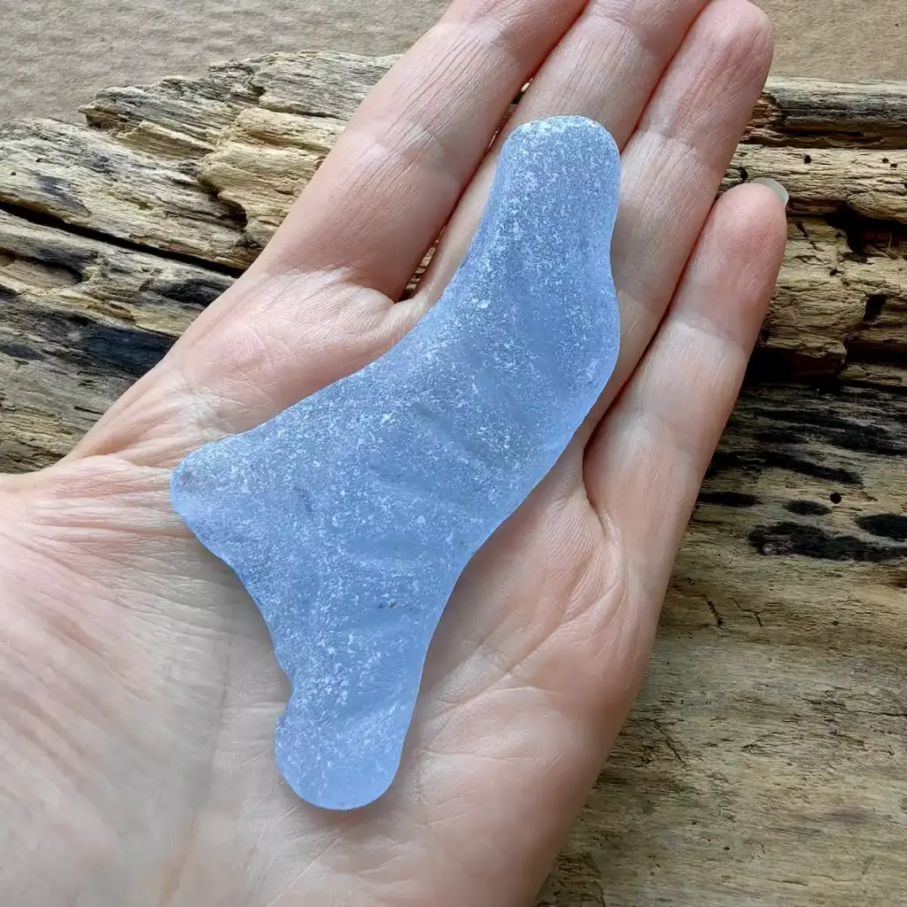 Extra Large Textured Cornflower Blue Beach Glass - Japan Sea glass