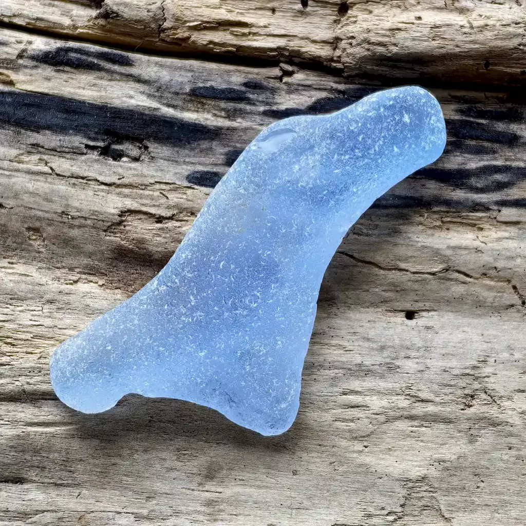 Extra Large Textured Cornflower Blue Beach Glass - Japan Sea glass