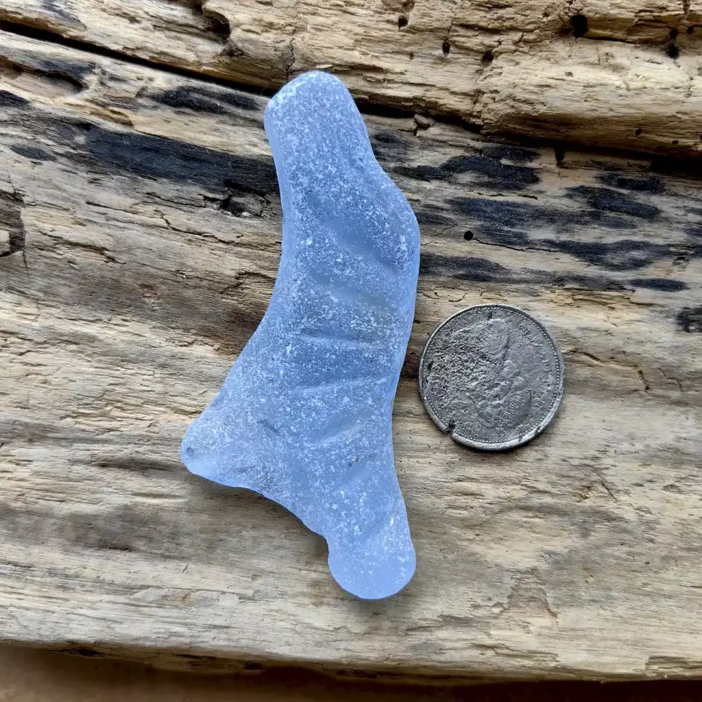 Extra Large Textured Cornflower Blue Sea Glass - Japan Sea glass