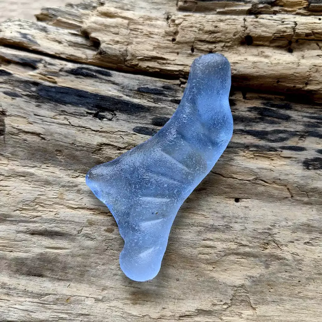 Huge Textured Cornflower Blue Beach Glass - Japan Sea glass
