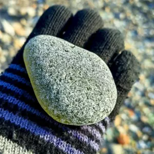 Frosty Extra large Olive Beach Glass