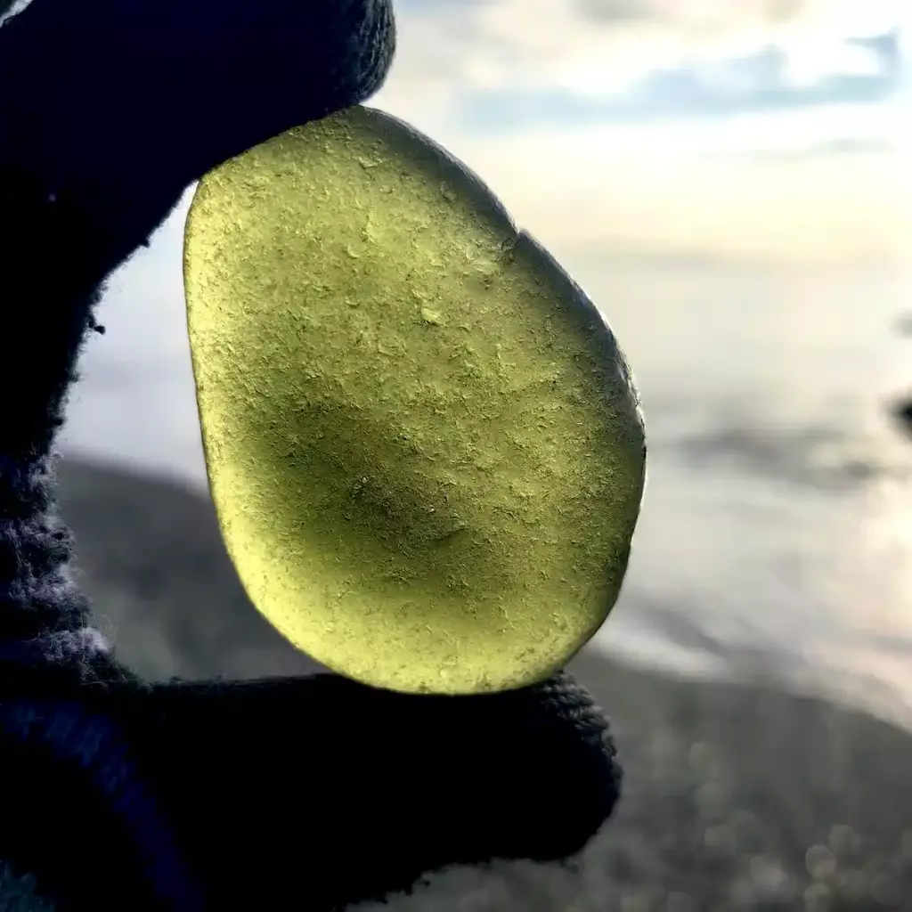 Gorgeous Extra large Olive Beach Glass
