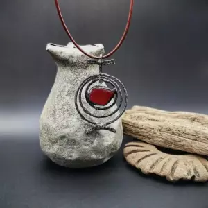 Red Orbit Necklace - Japan Sea glass