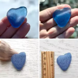 Beautiful Cornflower Blue Sea Glass Heart