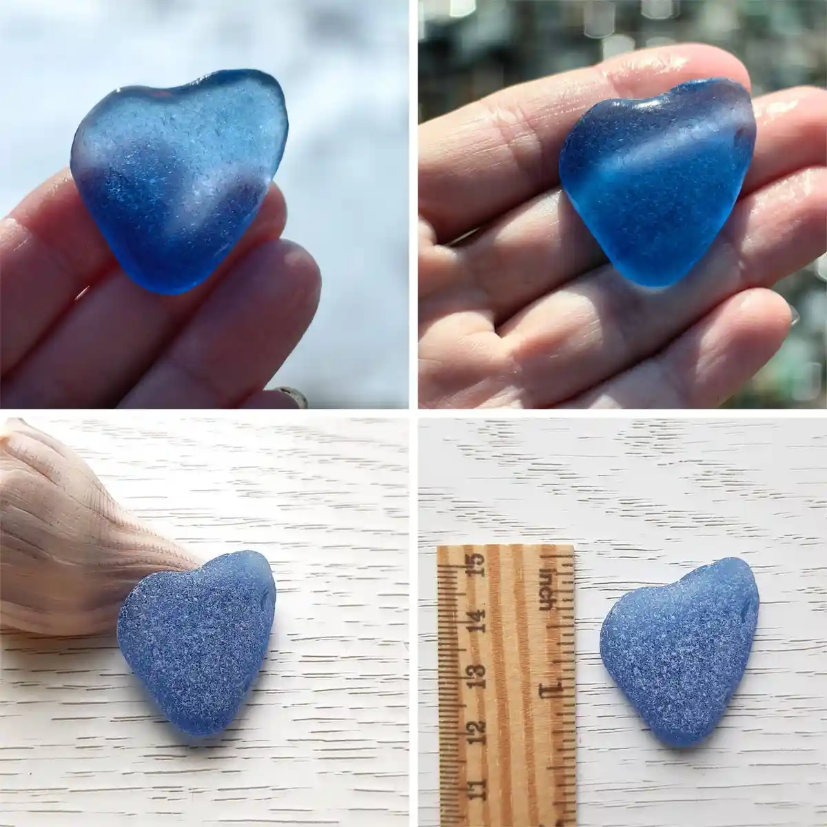 Beautiful Cornflower Blue Sea Glass Heart
