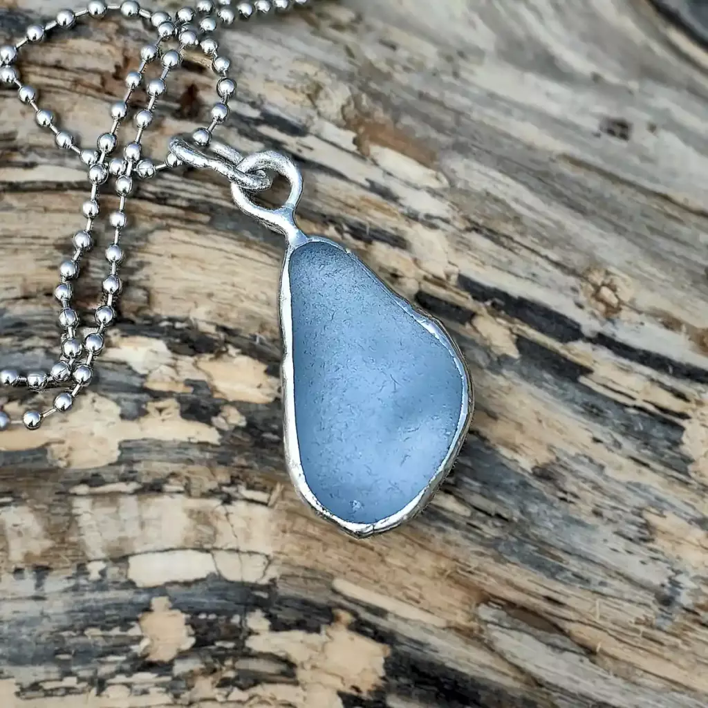 Blue Raindrop Necklace - Japan Sea glass