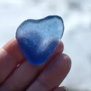 Beautiful Cornflower Blue Sea Glass Heart - Japan sea glass