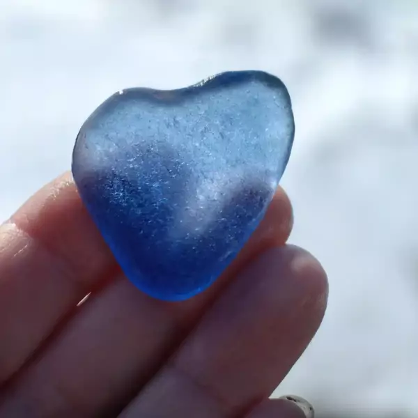 Beautiful Cornflower Blue Sea Glass Heart - Japan sea glass