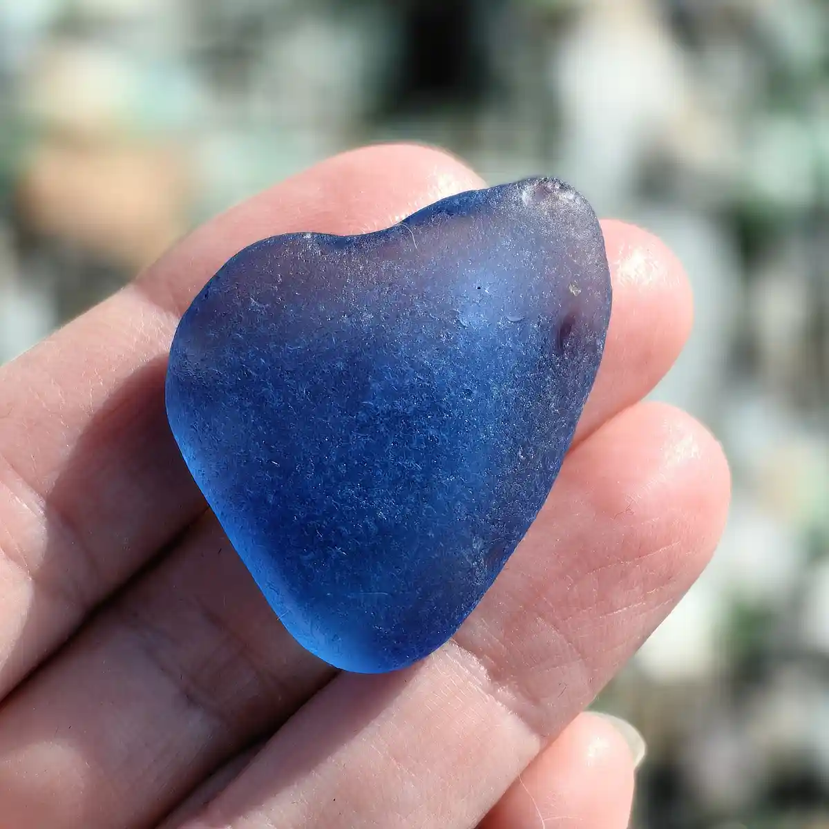 Beautiful Cornflower Blue Sea Glass Heart