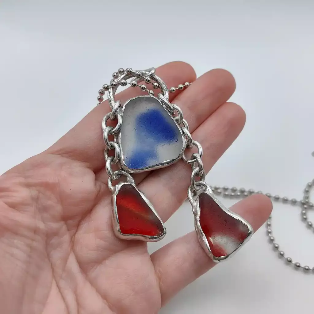 Independence day Sea Glass Pendant - Japan Sea glass