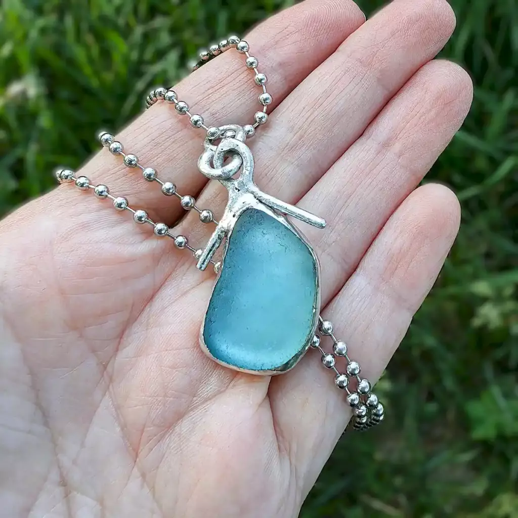 Aqua Sea Glass Necklace - Japan Sea glass