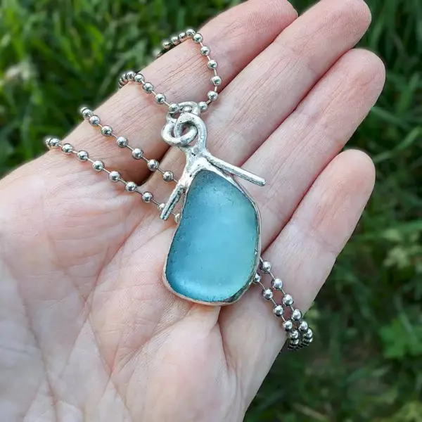 Aqua Sea Glass Necklace - Japan Sea glass