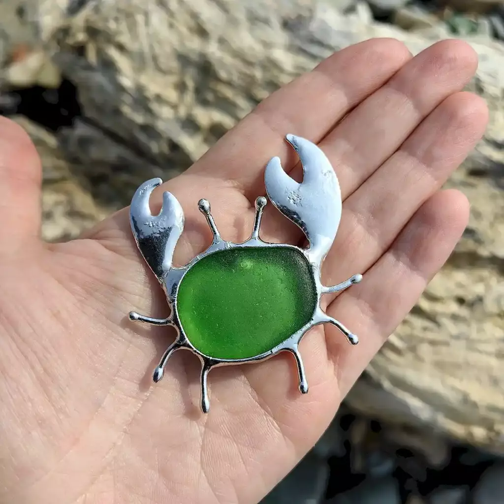 Green sea glass crab creature