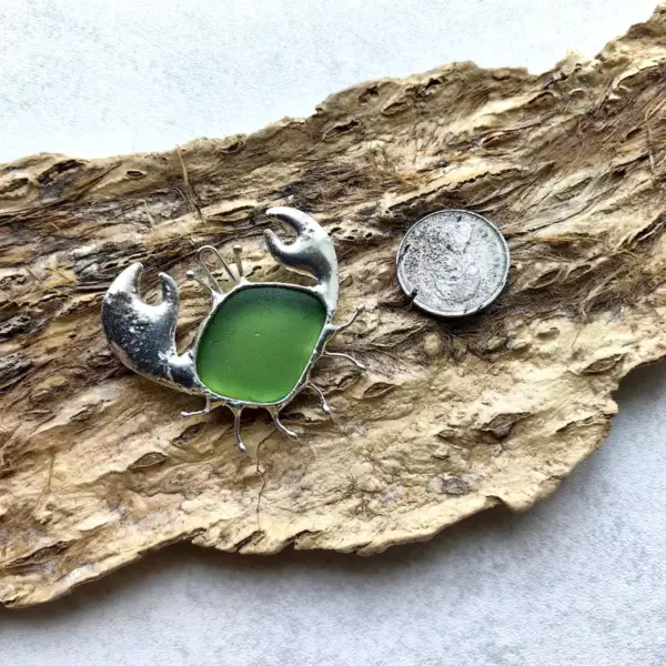 Green sea glass crab guardian