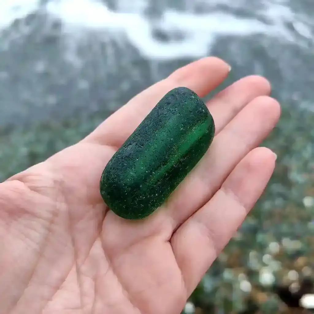 Gorgeous Large Deep Green Sea Glass -Japan Sea glass