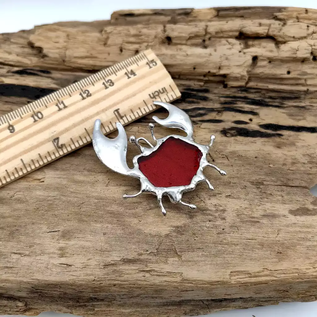 Red sea glass crab creature - Japan Sea glass