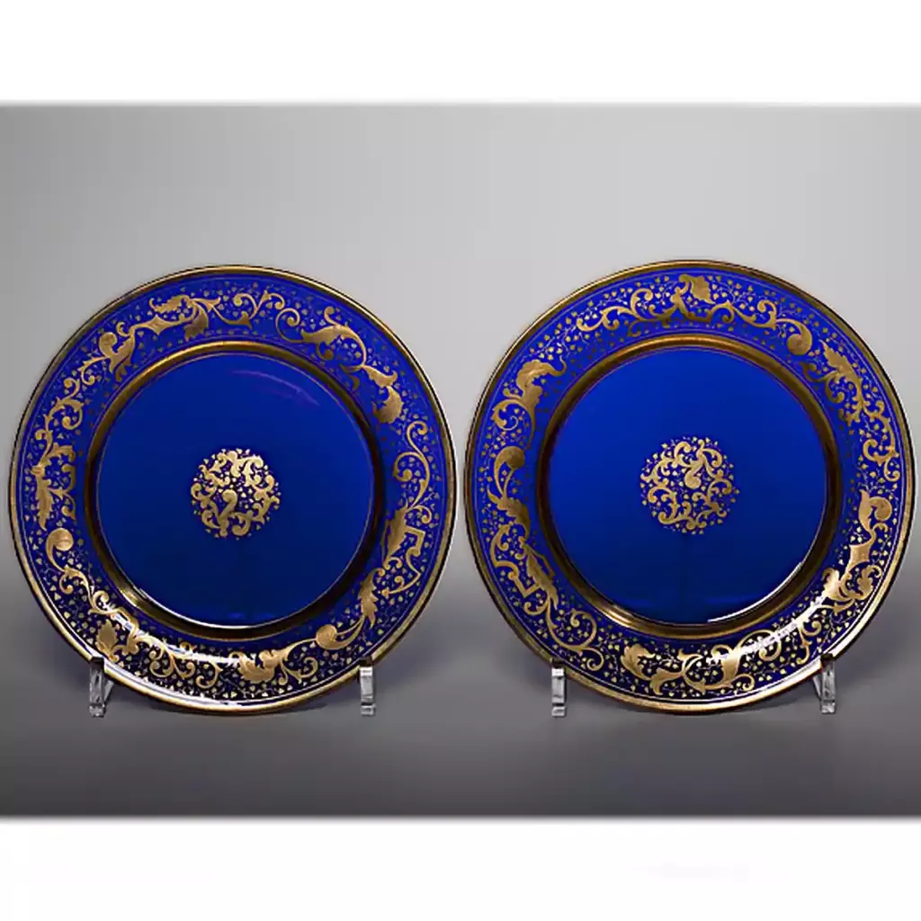 Plates. Imperial Glassworks, mid-19th century. Blue (cobalt) glass, blown.