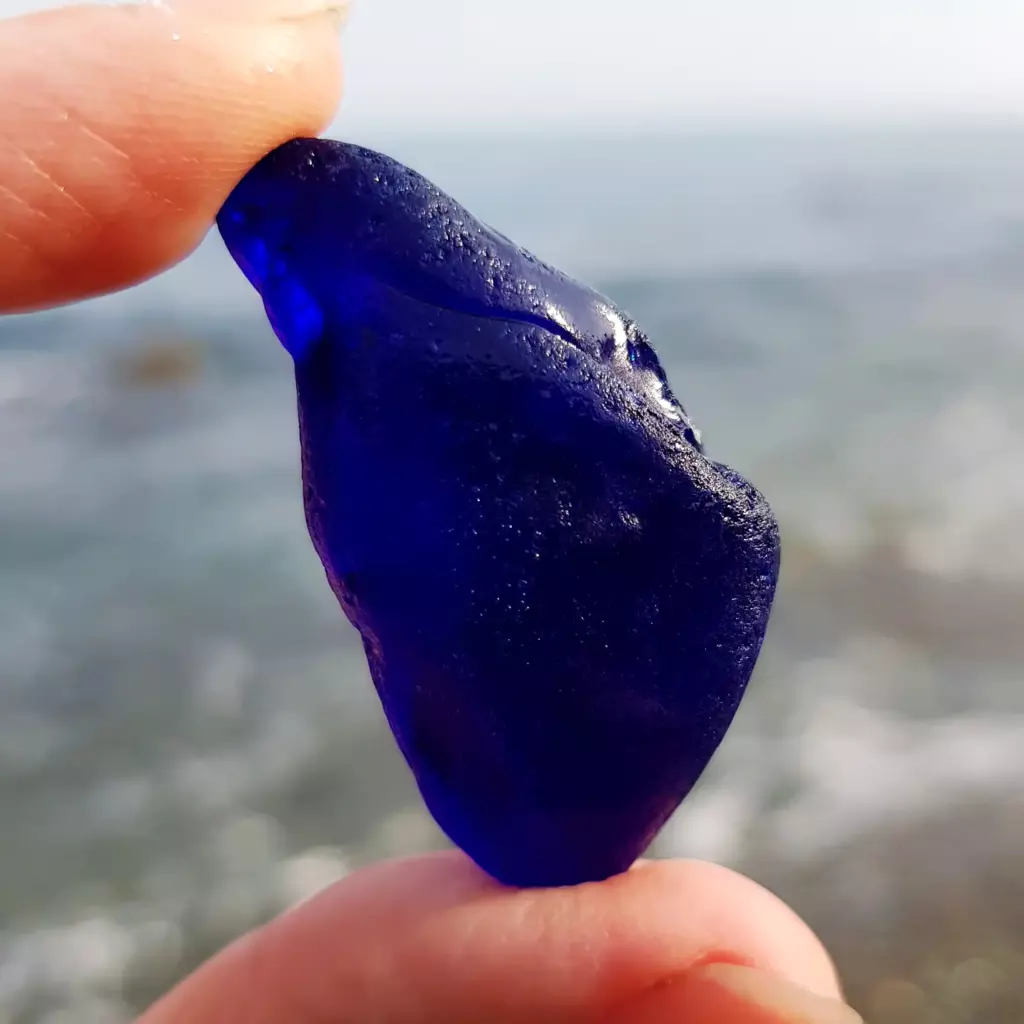 Melted cobalt blue sea glass
