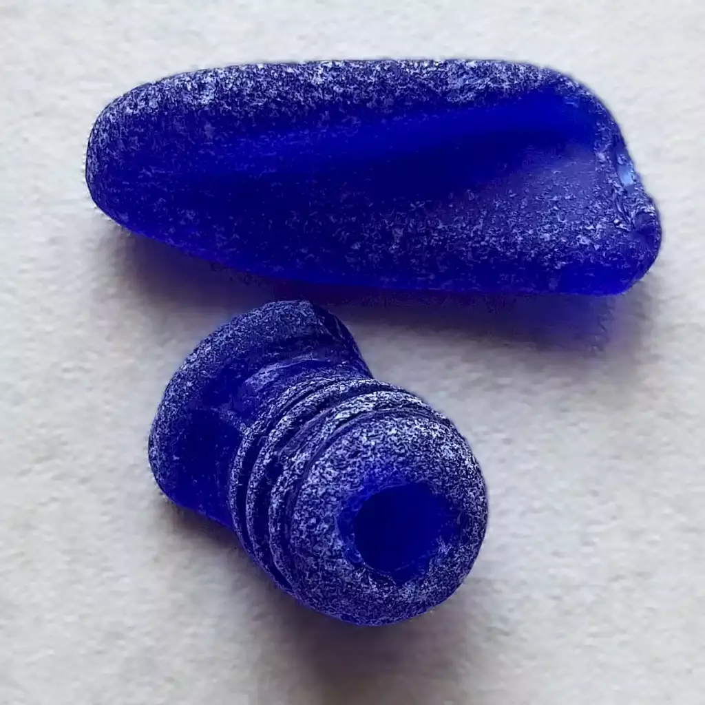 Genuine cobalt blue sea glass -fragments of  apothecary vials-Japan Sea glass
