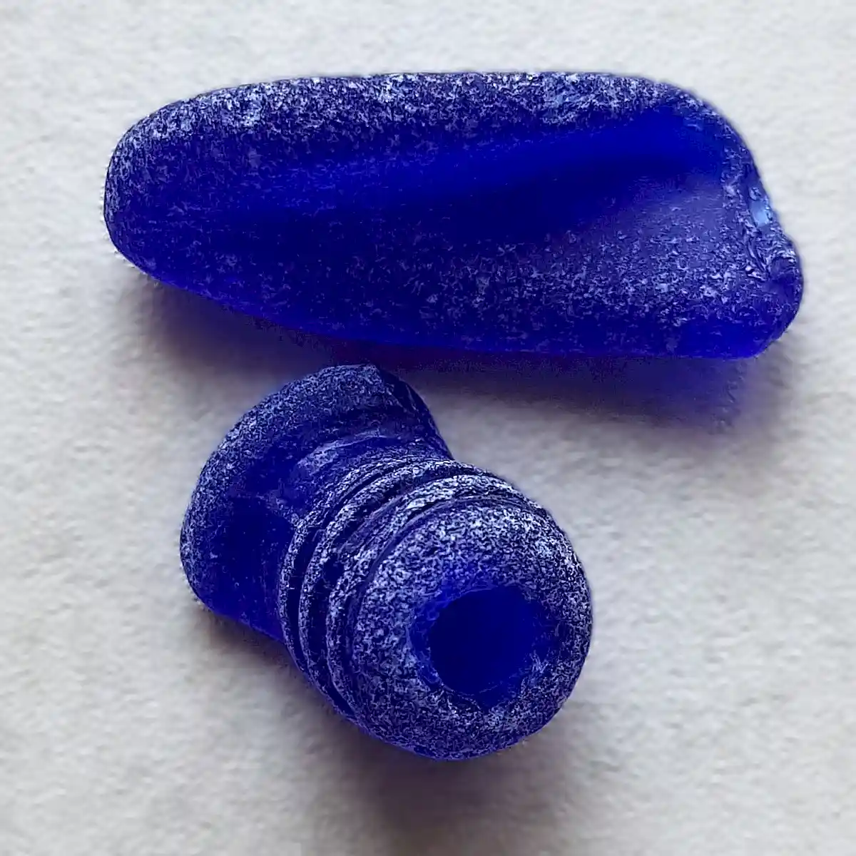 Genuine cobalt blue sea glass -fragments of  apothecary vials-Japan Sea glass