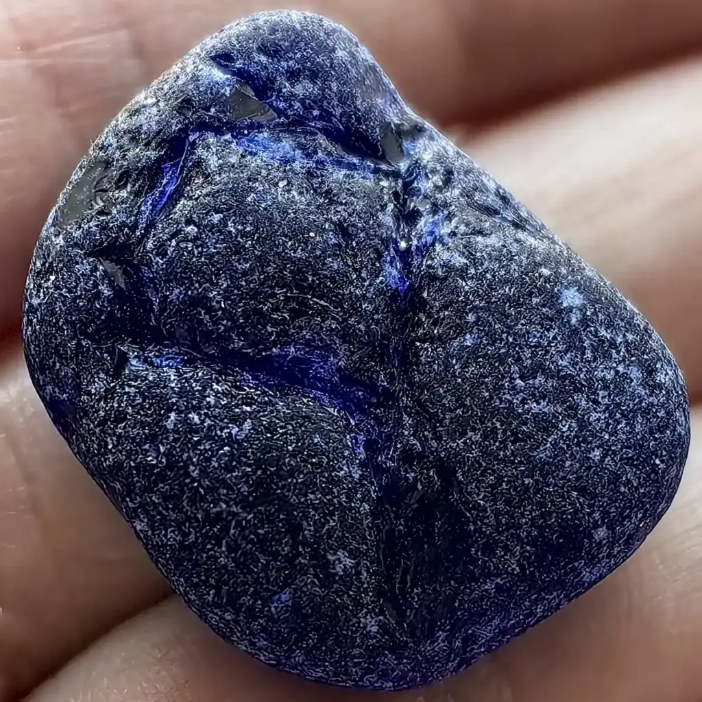 Macro view of vintage cobalt blue sea glass