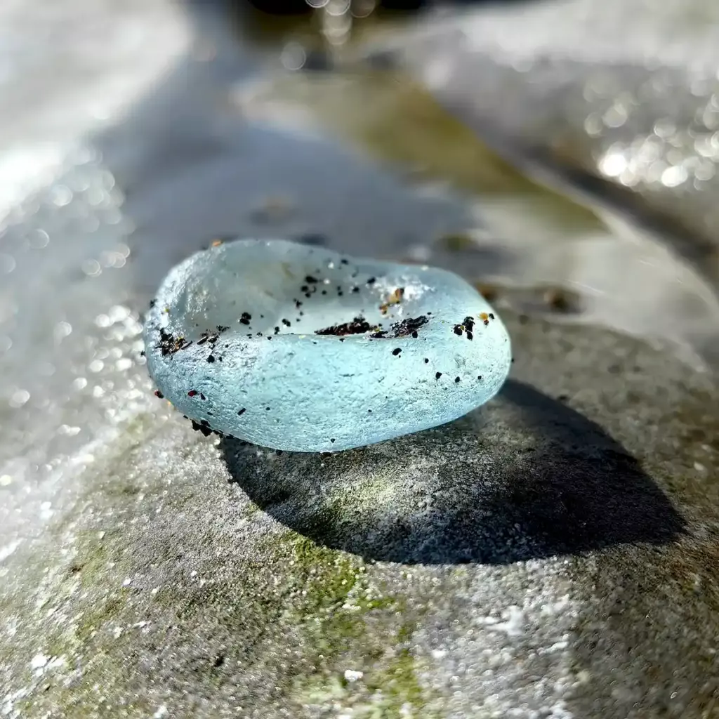 Rare Light Blue UV Sea Glass Bottom - Japan Sea glass