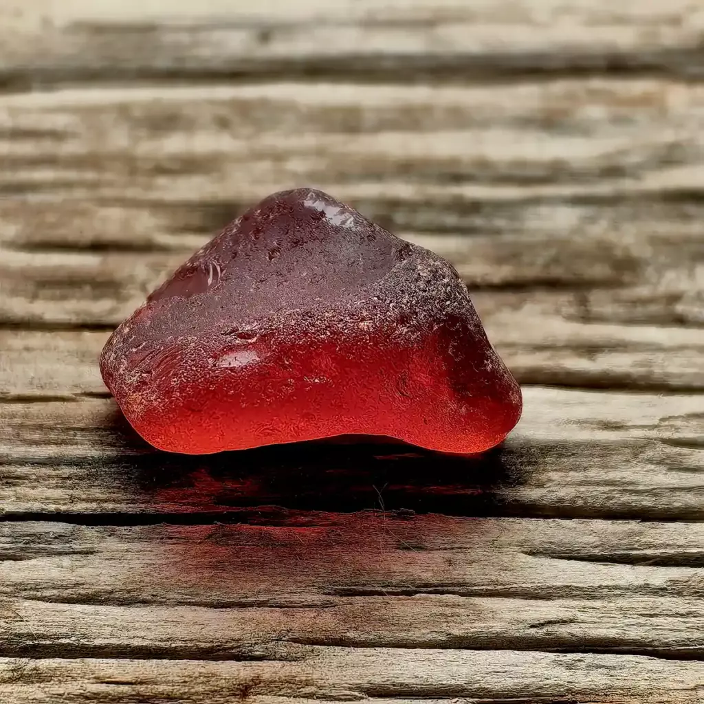 Genuine thick red sea glass