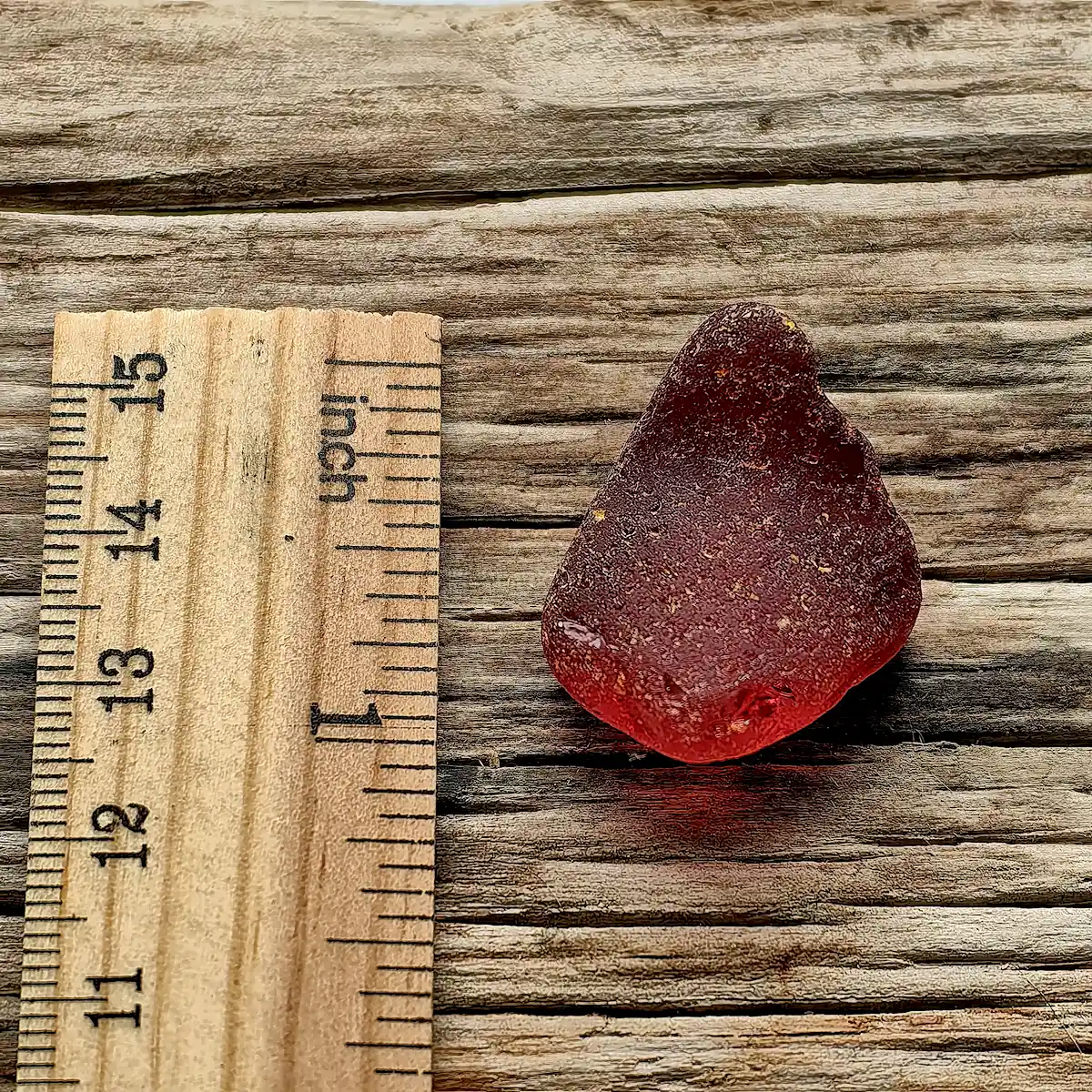 Genuine thick red sea glass