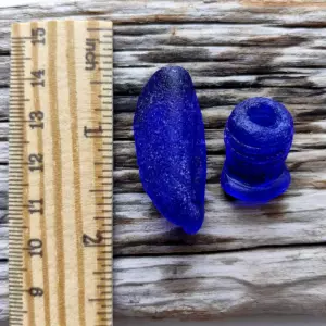 vintage frosty cobalt blue fragments of  apothecary vials-Japan Sea glass