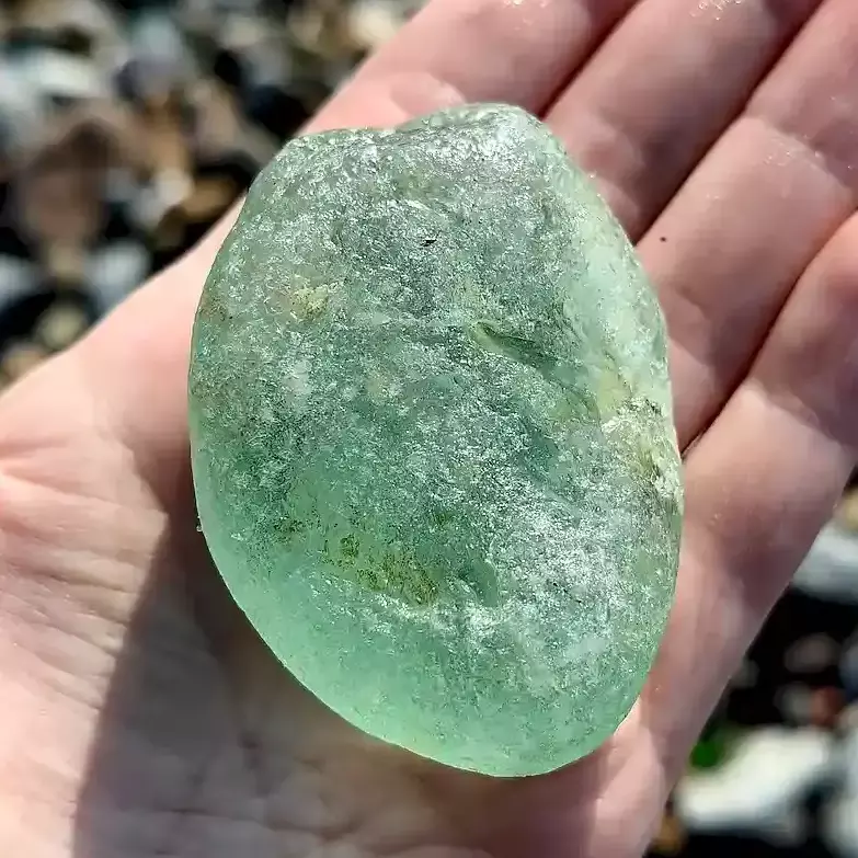 Large Seafoam Bonfire Glass - Japan Sea glass