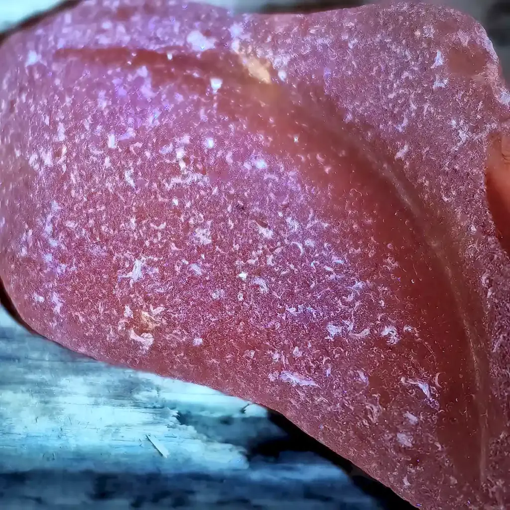 Vivid 365nm Fluorescence of Authentic Pink Sea Glass